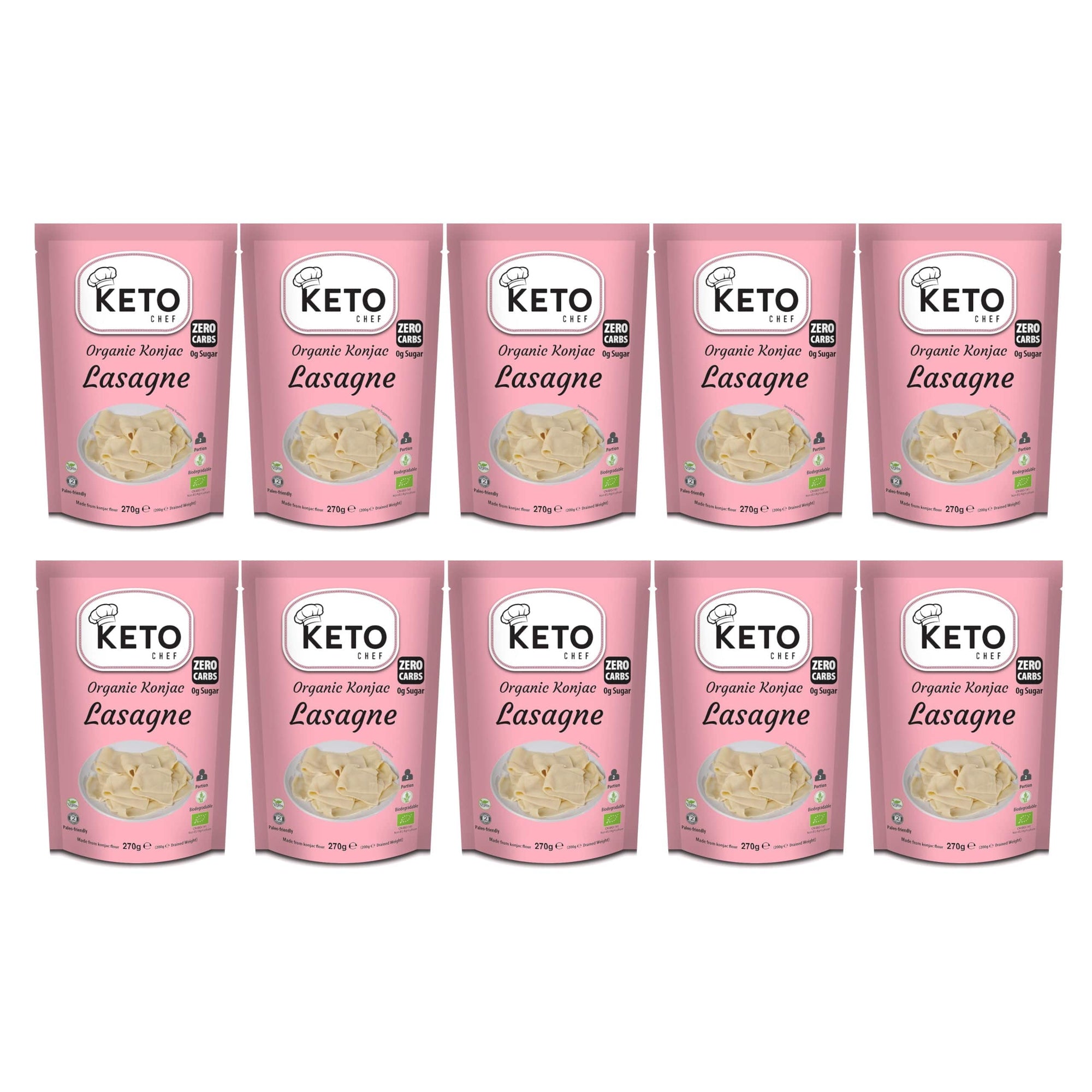 Produkt KETO CHEF (makarony konjac) 10x MAKARON KETO (KONJAC TYPU NOODLE LASAGNE) BEZGLUTENOWY BIO 270 g - KETO CHEF K_049524_10