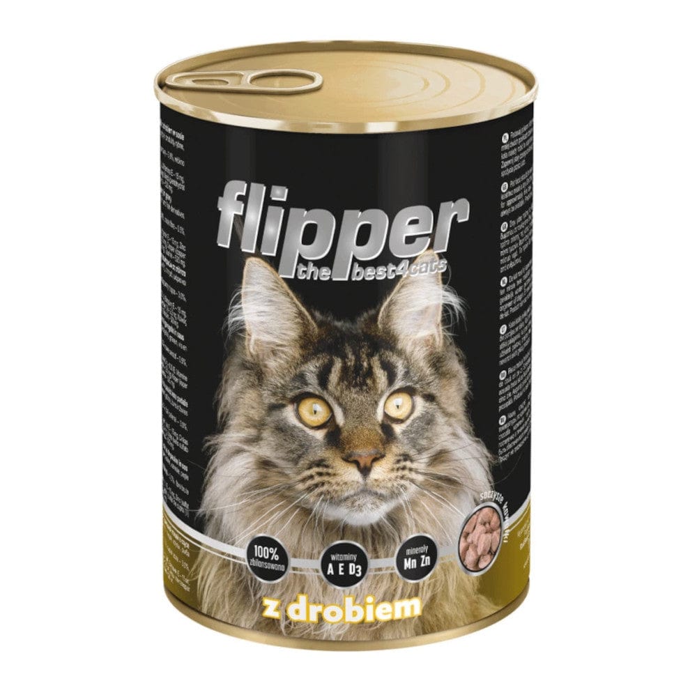 FLIPPER 24x Karma mokra dla kota FLIPPER z drobiem Dolina Noteci 415 g