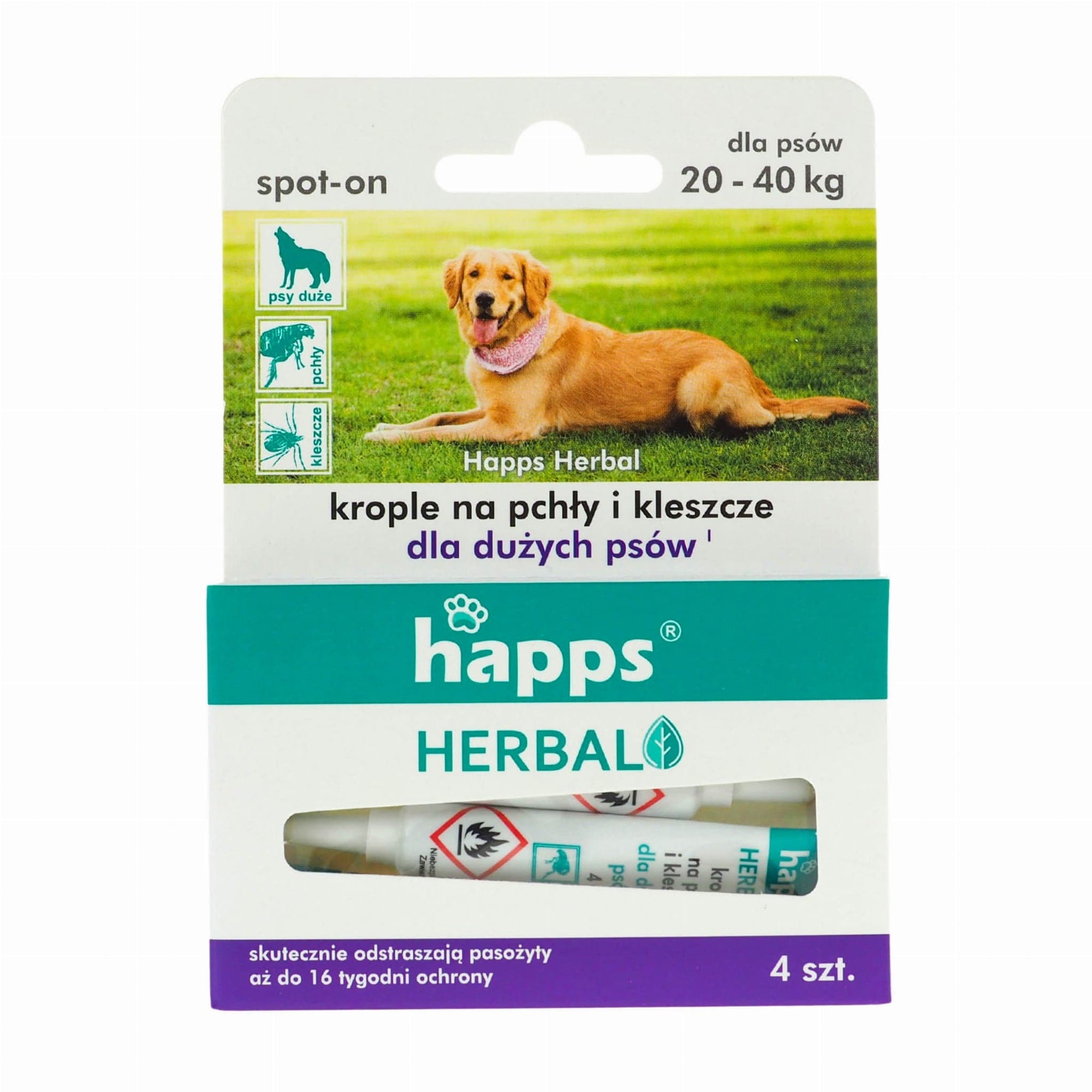 Produkt HAPPS Akcesoria dla psa Krople na pchły i kleszcze HAPPS Herbal dla dużych psów 20-40 kg S01374