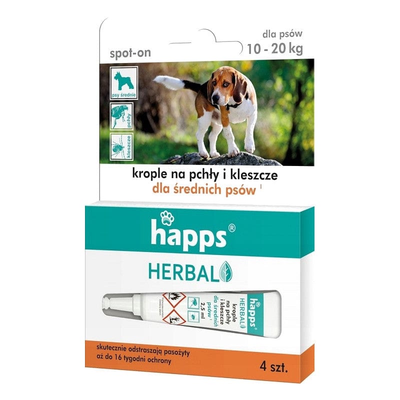 Produkt HAPPS Akcesoria dla psa Krople na pchły i kleszcze HAPPS Herbal dla średnich psów 10 -20 kg S01373