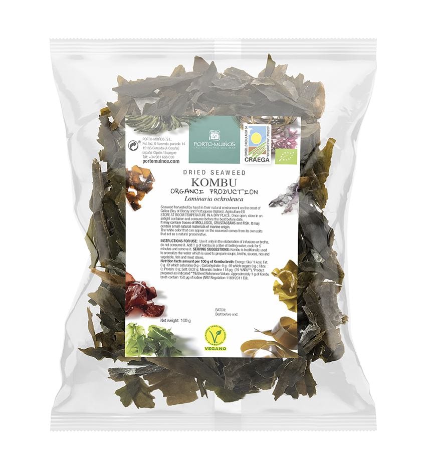 Produkt PORTO MUINOS (algi morskie) ALGI MORSKIE SUSZONE - KOMBU BIO 100 g (TOREBKA FOLIOWA) - PORTO MUINOS 8437001476404