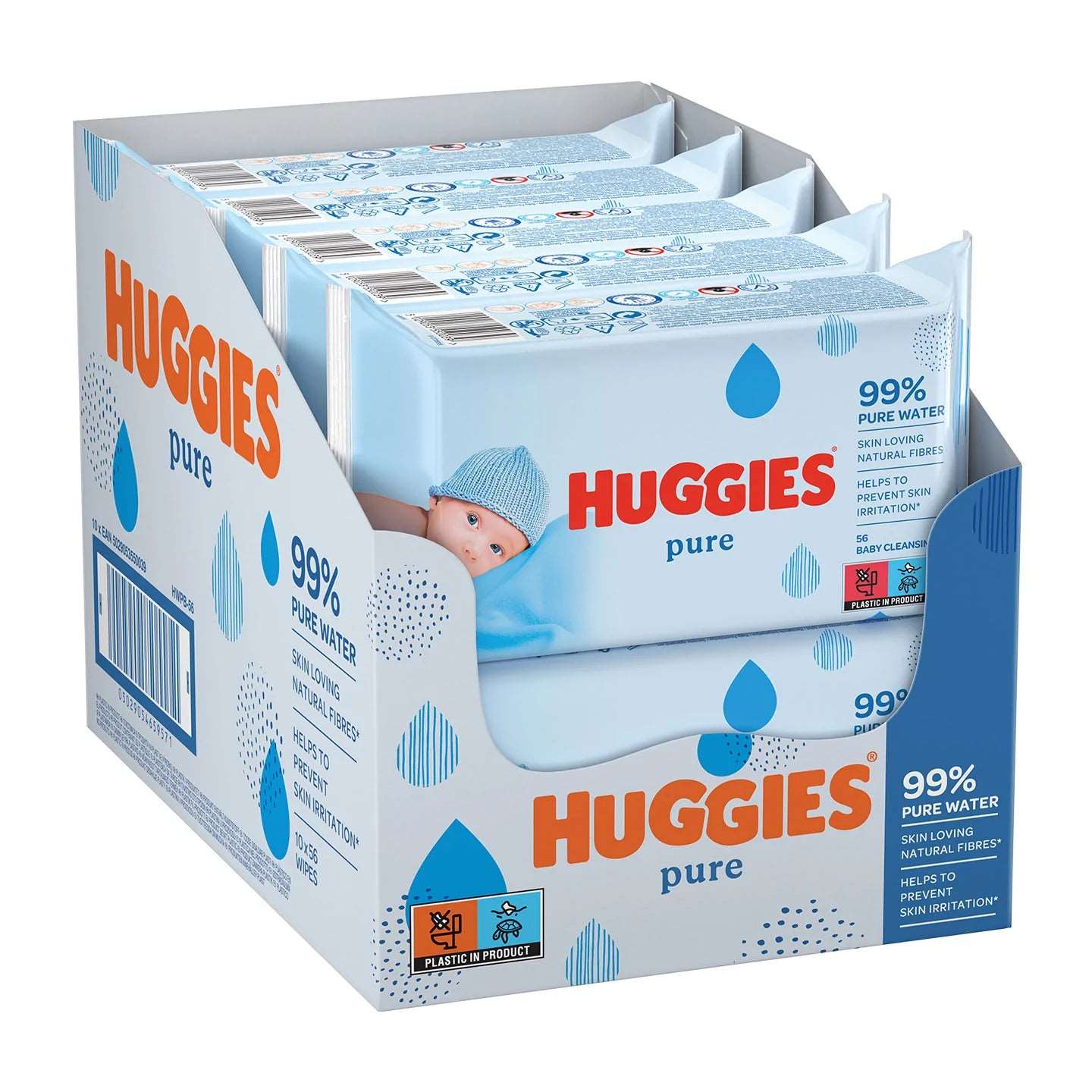 Produkt HUGGIES Chusteczki nawilżane 12x Chusteczki nawilżane HUGGIES Pure 56 szt K_016055_12