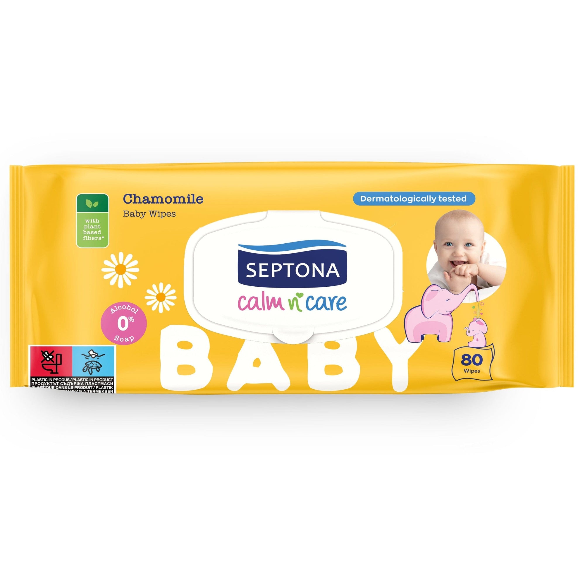 Produkt SEPTONA Chusteczki nawilżane Chusteczki nawilżane SEPTONA Baby dla dzieci i niemowląt z rumiankiem 80szt 052389