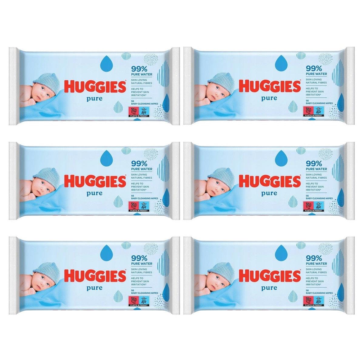 Produkt HUGGIES Chusteczki nawilżane HUGGIES Chusteczki nawilżane Pure 6x 56 szt K_016055_6