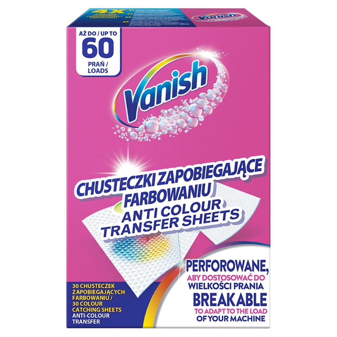 Produkt VANISH Chusteczki zapobiegające farbowaniu VANISH Color Protect 60 prań 001018