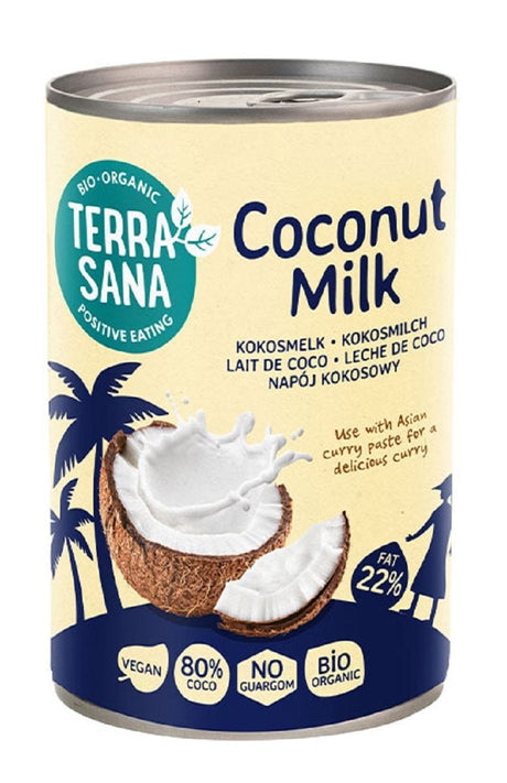 Produkt TERRASANA (kremy, makarony, sosy sojowe, inne) COCONUT MILK - NAPÓJ KOKOSOWY BEZ GUMY GUAR (22 % TŁUSZCZU) BIO 400 ml - TERRASANA 8713576114102