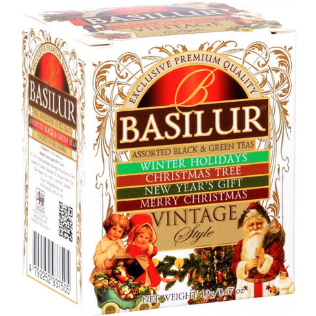Produkt BASILUR Herbata czarna Herbata cejlońska BASILUR Vintage Style Czarna i zielona 4 smaki 10 torebek 052515
