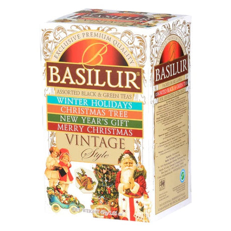 Produkt BASILUR Herbata czarna Herbata cejlońska BASILUR Vintage Style Czarna i zielona 4 smaki 25 torebek 052513
