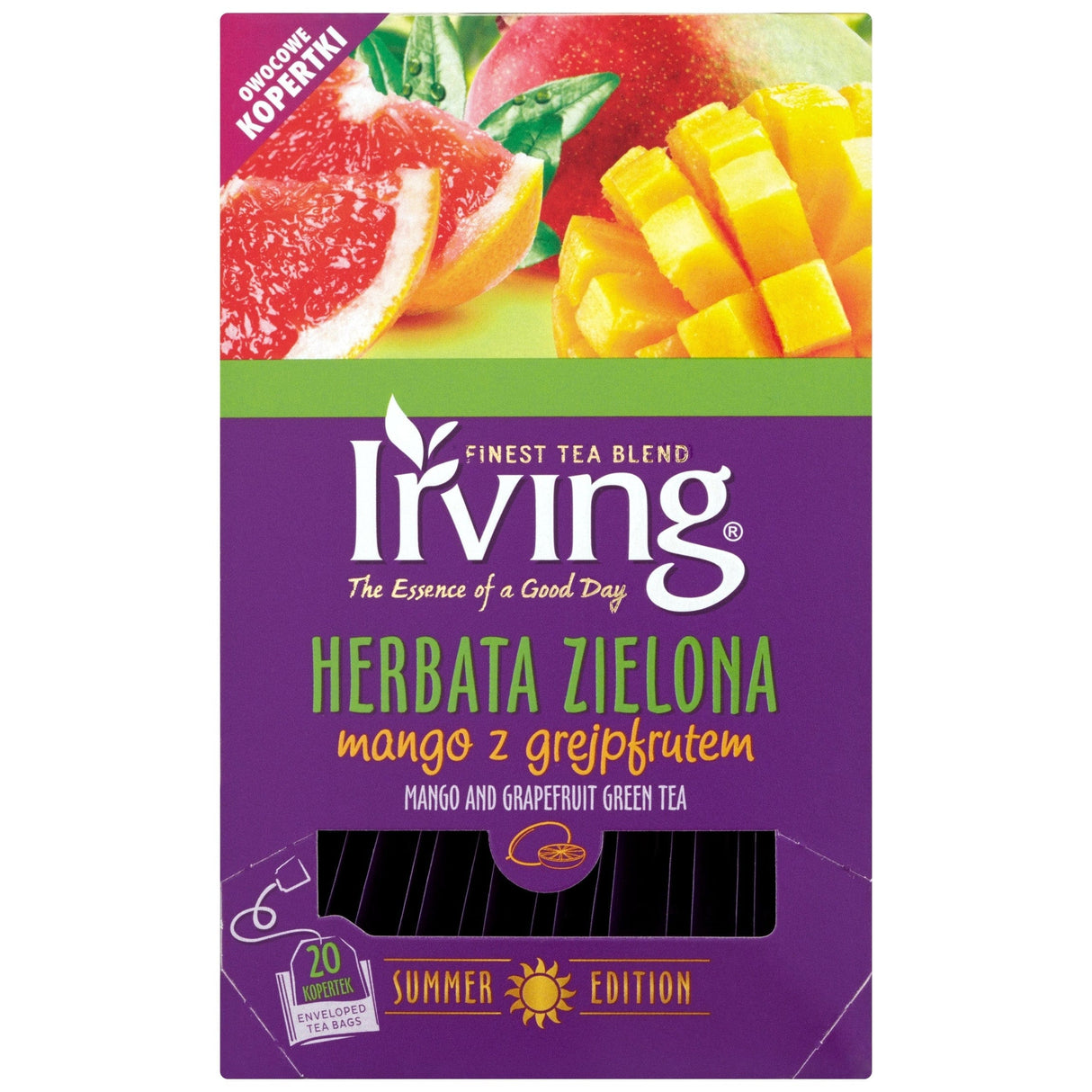 Produkt IRVING Herbata zielona Herbata zielona mango z grejpfrutem IRVING 20 kopertek 30g 024117