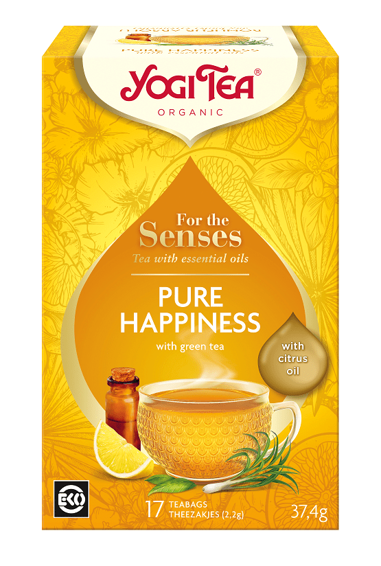 Produkt YOGI TEA (herbaty i herbatki) HERBATKA DLA ZMYSŁÓW SZCZĘŚCIE Z ZIELONĄ HERBATĄ I OLEJKAMI ETERYCZNYMI (FOR THE SENSES PURE HAPPINESS) BIO (17 x 2,2 g) 37,4 g - YOGI TEA 4012824405714
