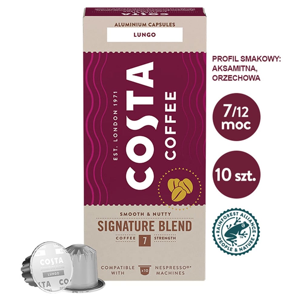 Produkt COSTA COFFEE Kapsułki do ekspresu Kapsułki do ekspresu COSTA COFFEE Signature Blend Lungo Nespresso 10szt 028552