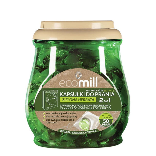 Produkt mill Kapsułki do prania ECOMILL Zielona Herbata Uniwersalne 2w1 50 szt 001398