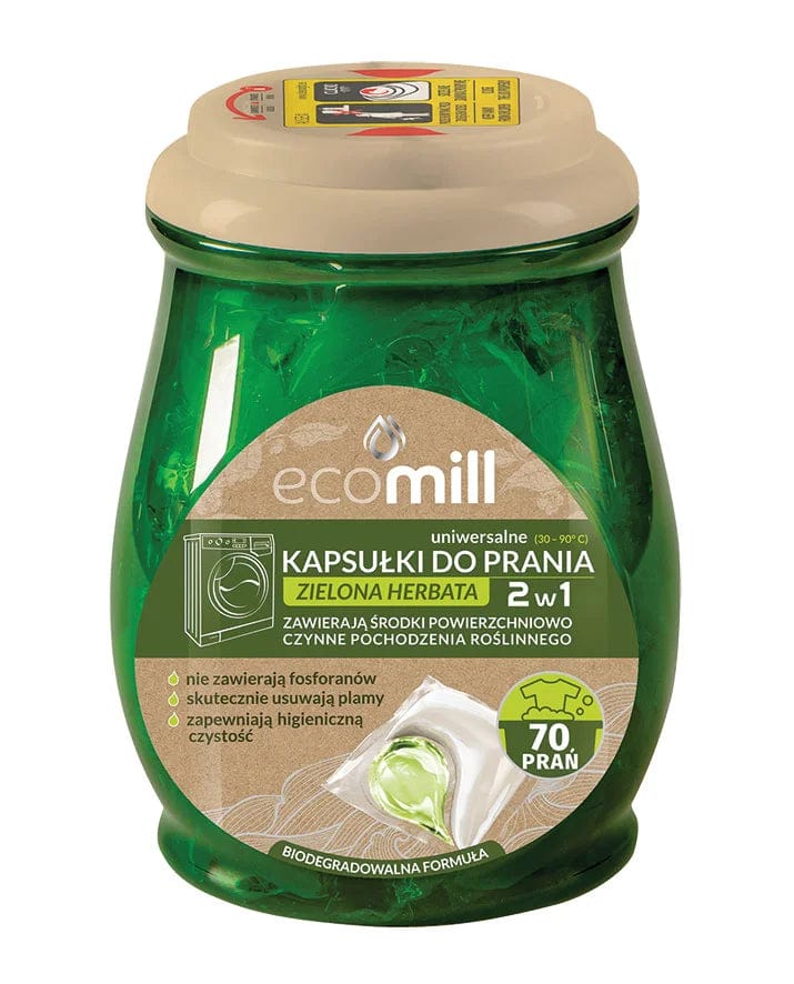 Produkt mill Kapsułki do prania ECOMILL Zielona Herbata Uniwersalne 2w1 70 szt 001401