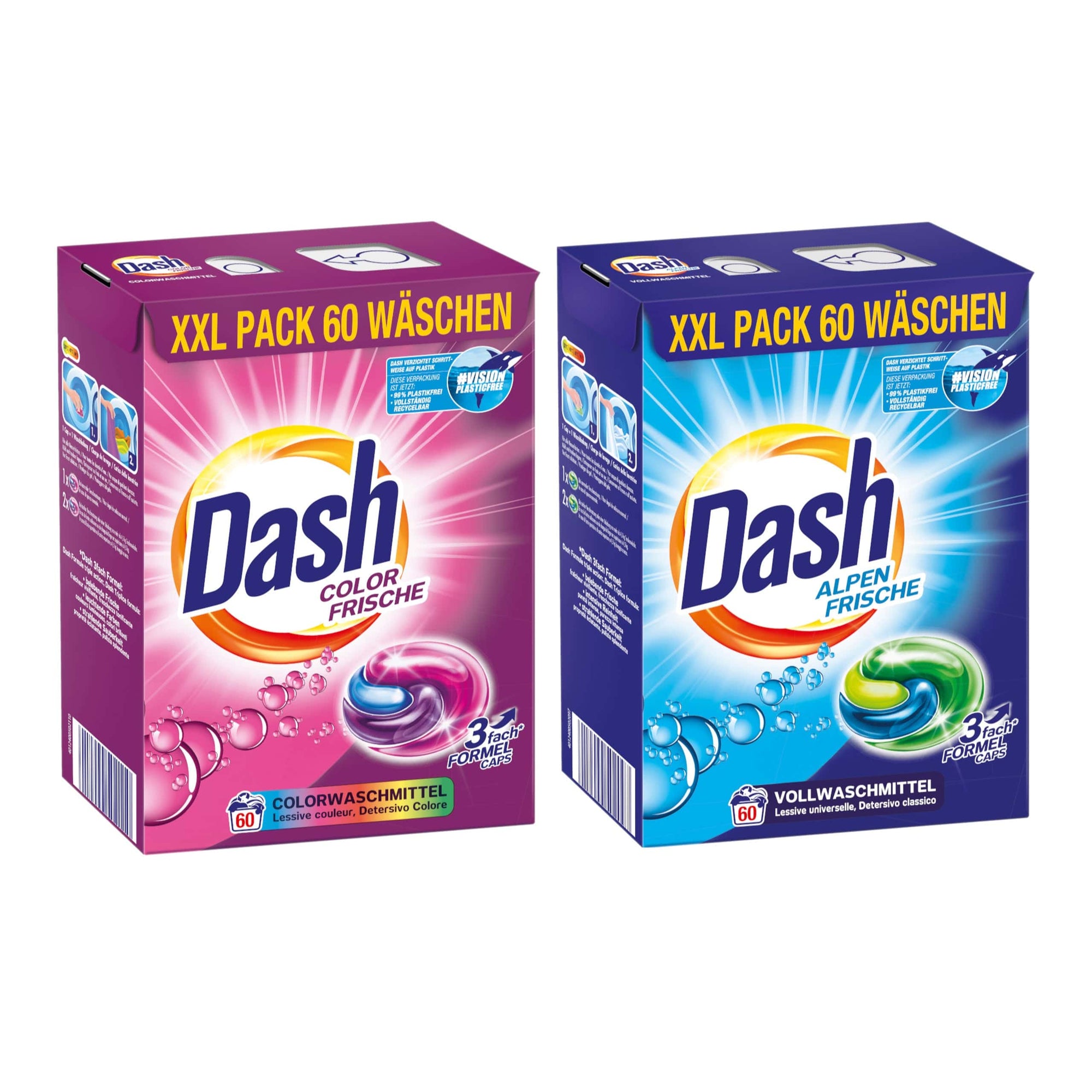 Produkt DASH Kapsułki do prania Kapsułki do prania DASH 3in1 białe kolor 2x 60 szt Z00142
