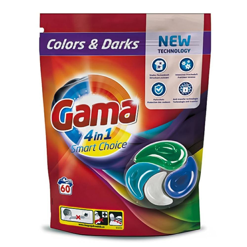 Produkt GAMA Kapsułki do prania Kapsułki do prania GAMA 4in1 Smart Color&Darks 60szt 001532