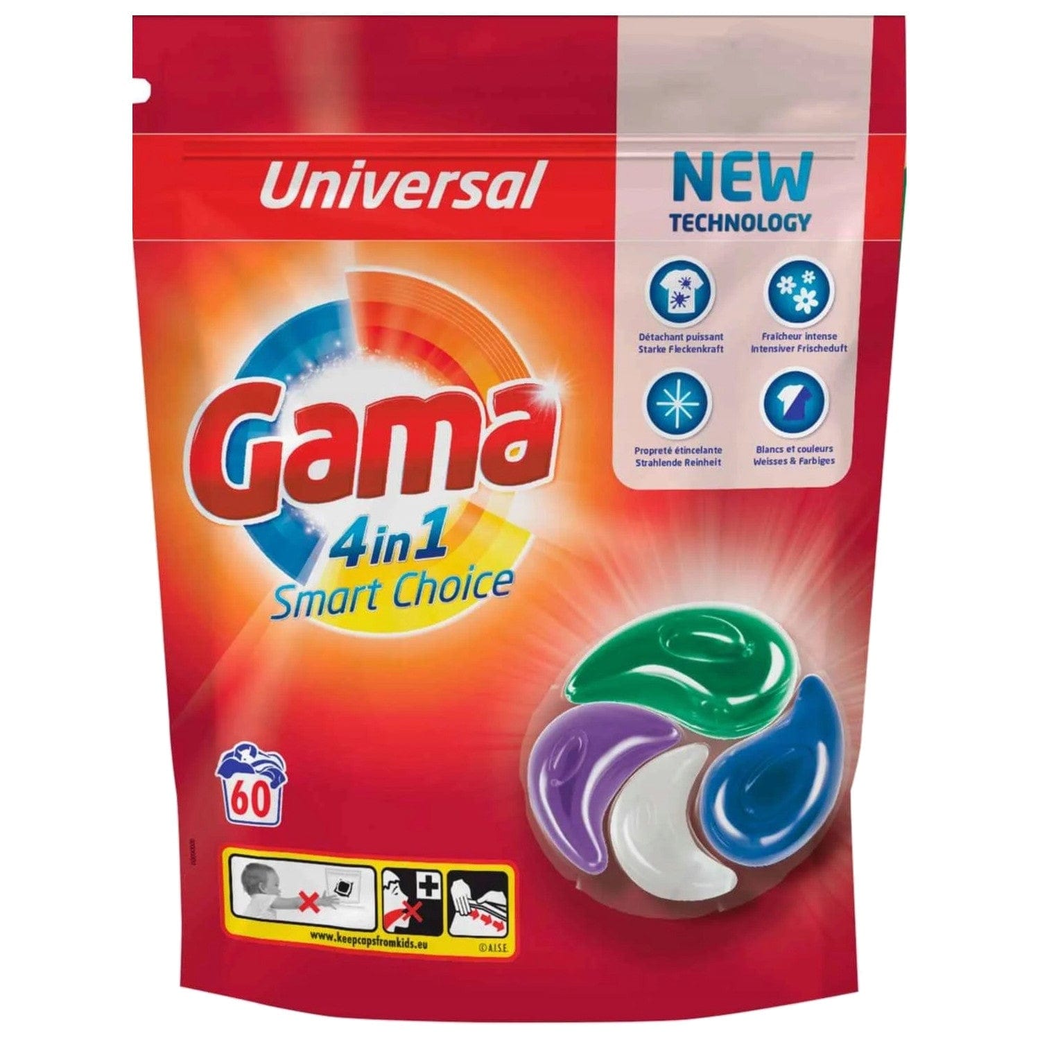 Produkt GAMA Kapsułki do prania Kapsułki do prania GAMA 4in1 Smart Universal 60szt 001533