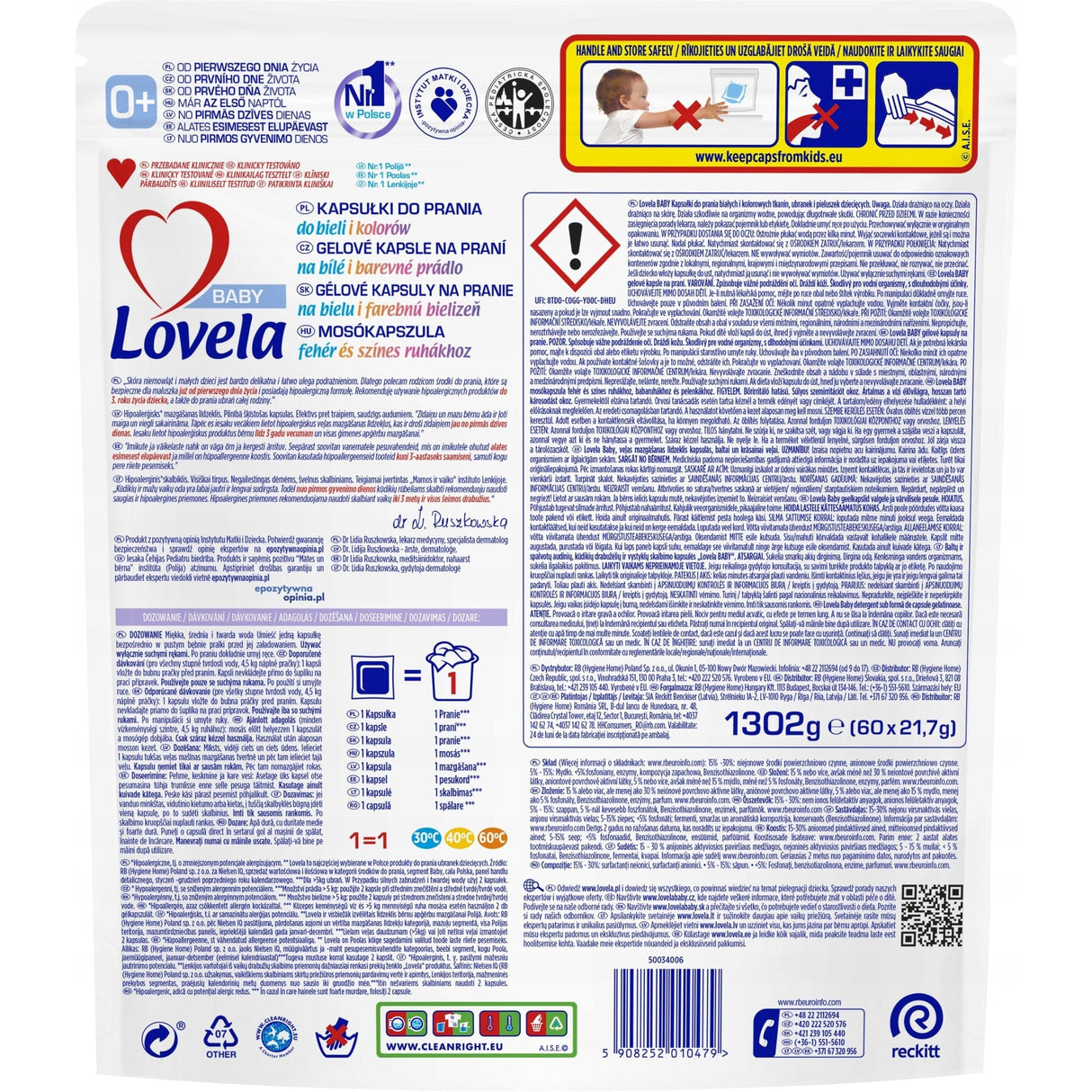 Produkt LOVELA Kapsułki do prania Kapsułki do prania LOVELA Baby hipoalergiczne do bieli i koloru 60szt 001816