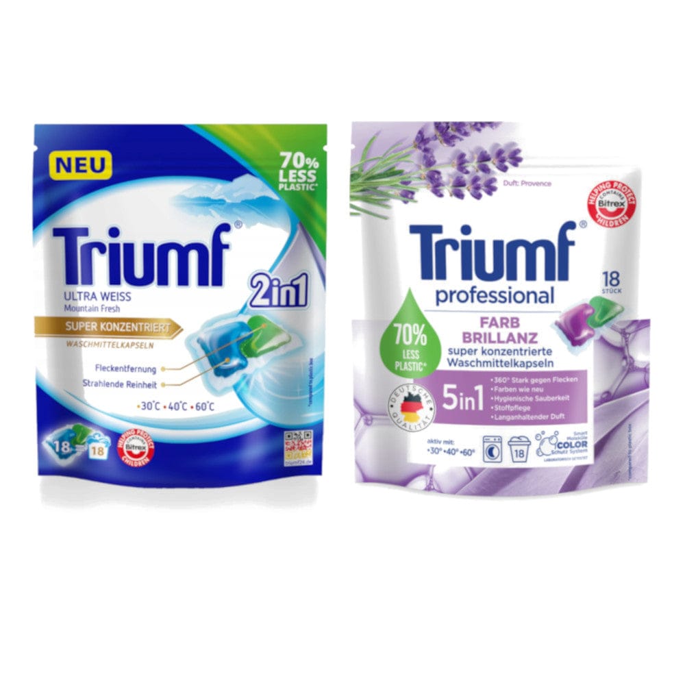 Produkt TRIUMF Kapsułki do prania Kapsułki do prania TRIUMF białe kolor 2in1 2x 18szt Z00123