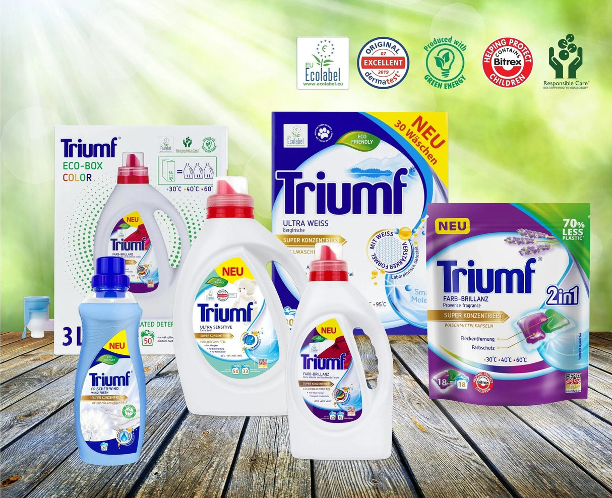 Produkt TRIUMF Kapsułki do prania Kapsułki do prania TRIUMF Farb-Brillanz 18 szt Paleta 432 opakowania K_029380_432