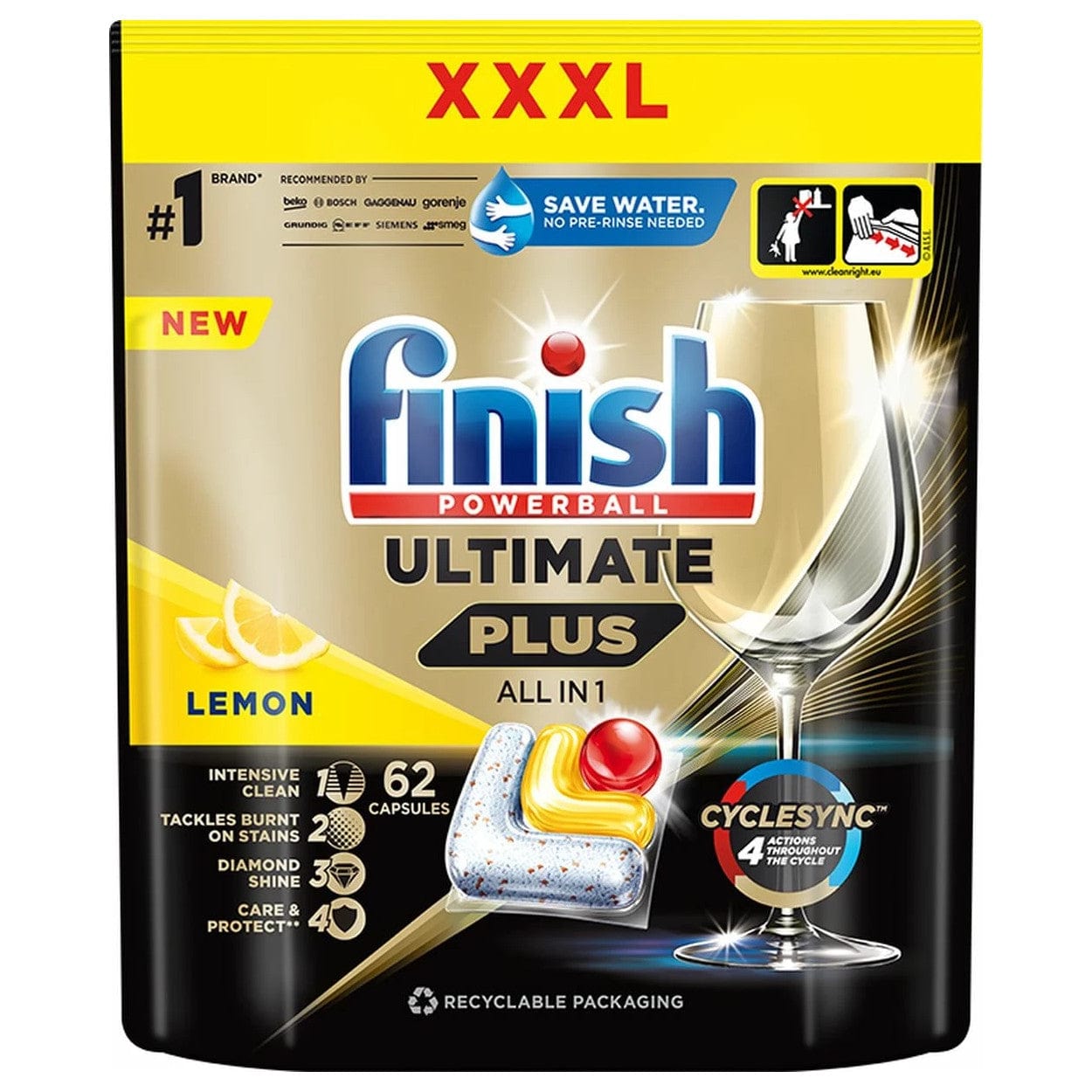 Produkt FINISH Kapsułki do zmywarki FINISH Ultimate Plus Lemon 62 szt 001460