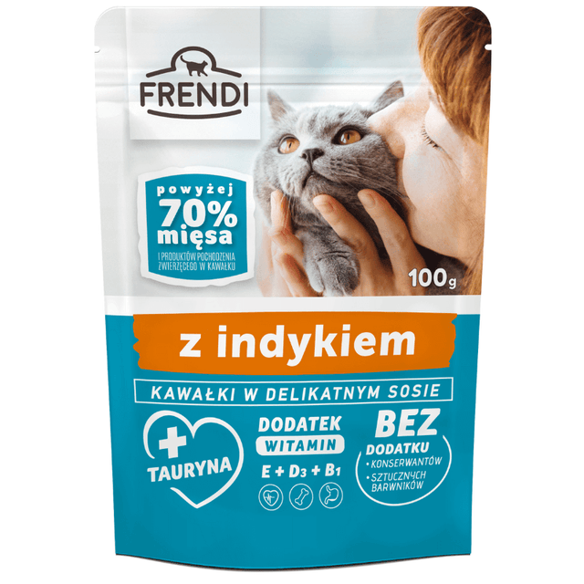 Produkt FRENDI Karma mokra dla kota FRENDI w sosie z indykiem 100 g 033497