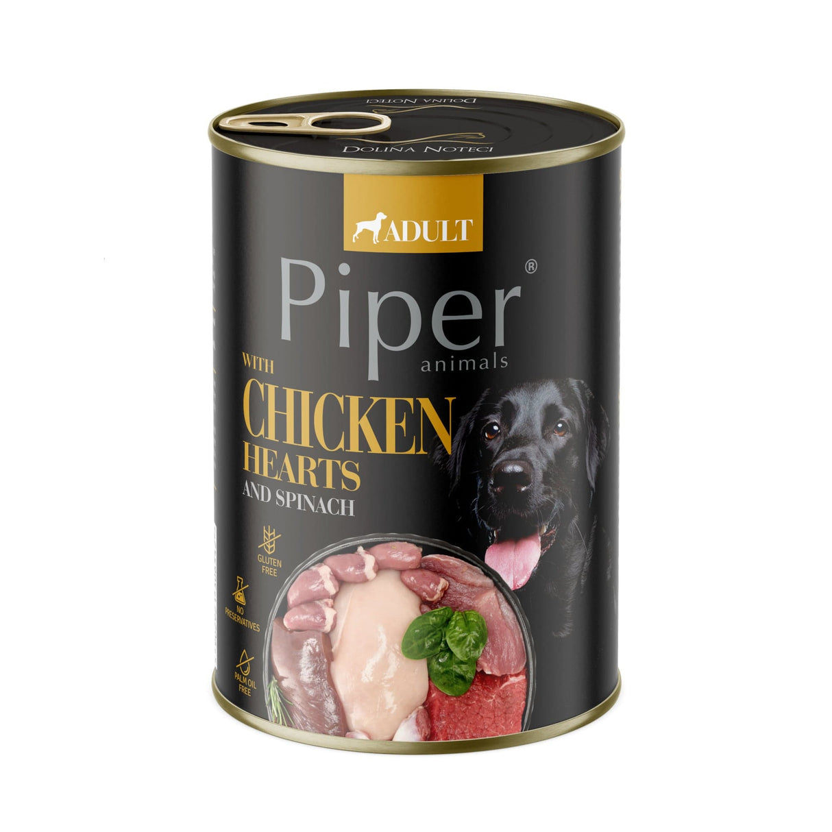 Produkt PIPER Karma mokra dla psa PIPER z sercami kurcząt szpinakiem i brązowym ryżem 400g 045240