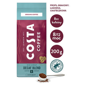 Produkt COSTA COFFEE Kawa mielona Kawa mielona COSTA COFFEE Decaf Blend bezkofeinowa 200g 000435