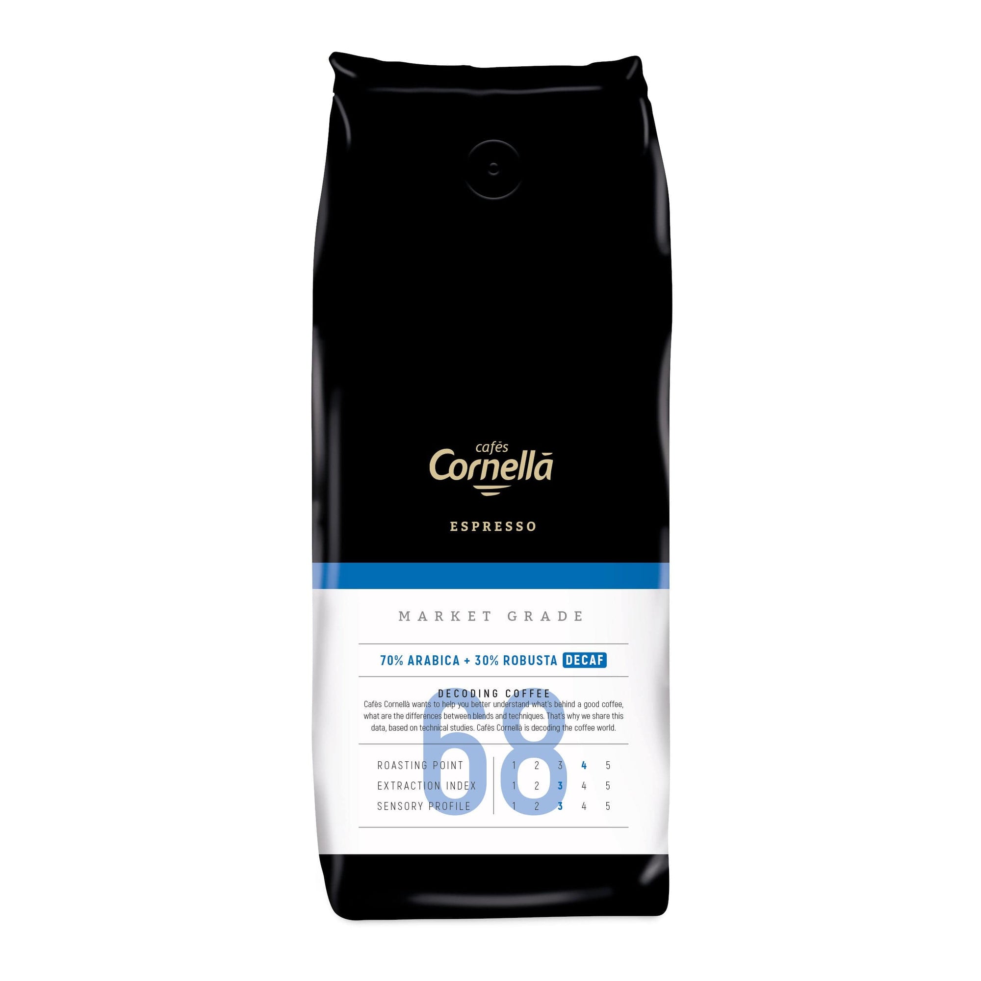 Produkt CORNELLA Kawa ziarnista Kawa ziarnista CORNELLA Espresso 68 Market Grade Decaf 1 kg S01157