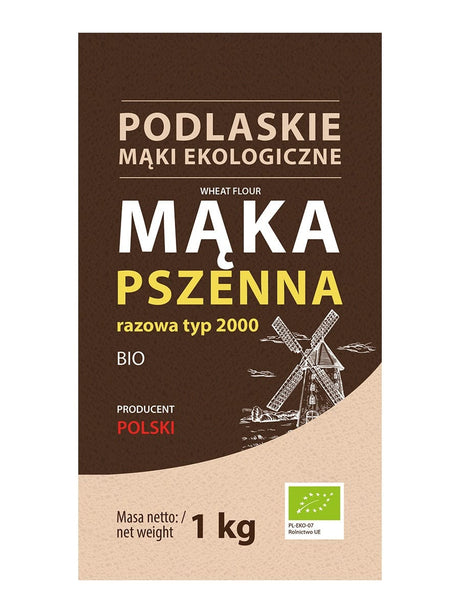 Produkt PODLASKIE MĄKI EKOLOGICZNE Mąka PODLASKIE MĄKI EKOLOGICZNE Mąka pszenna razowa BIO 1 kg 052335