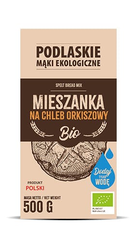 Produkt PODLASKIE MĄKI EKOLOGICZNE Mąka PODLASKIE MĄKI EKOLOGICZNE Mieszanka na chleb orkiszowy BIO 500g 046738