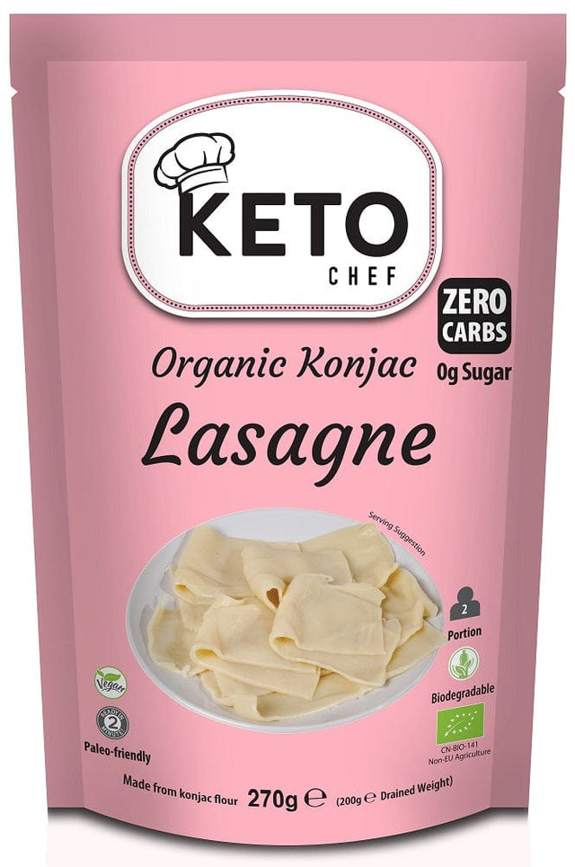 Produkt KETO CHEF Makaron KETO CHEF  Makaron keto konjac typu noodle lasagne bezglutenowy 270g Bio 5060691233526