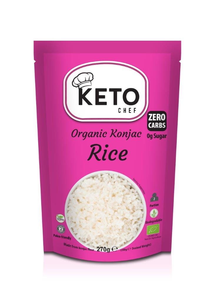 Produkt KETO CHEF Makaron KETO CHEF Makaron Keto konjac typu noodle w kształcie ryżu 270g Bio 5060691233465