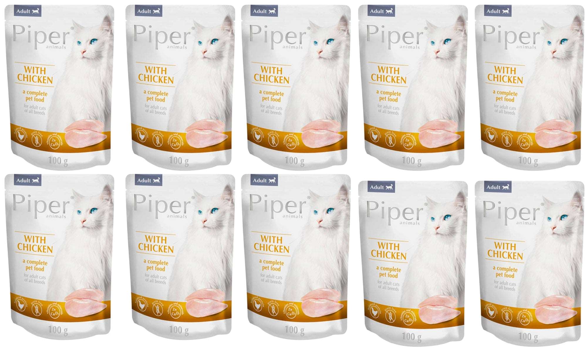 Produkt PIPER Mokra karma dla kota 10x Karma mokra dla kota PIPER z kurczakiem 100g K_S00343_10
