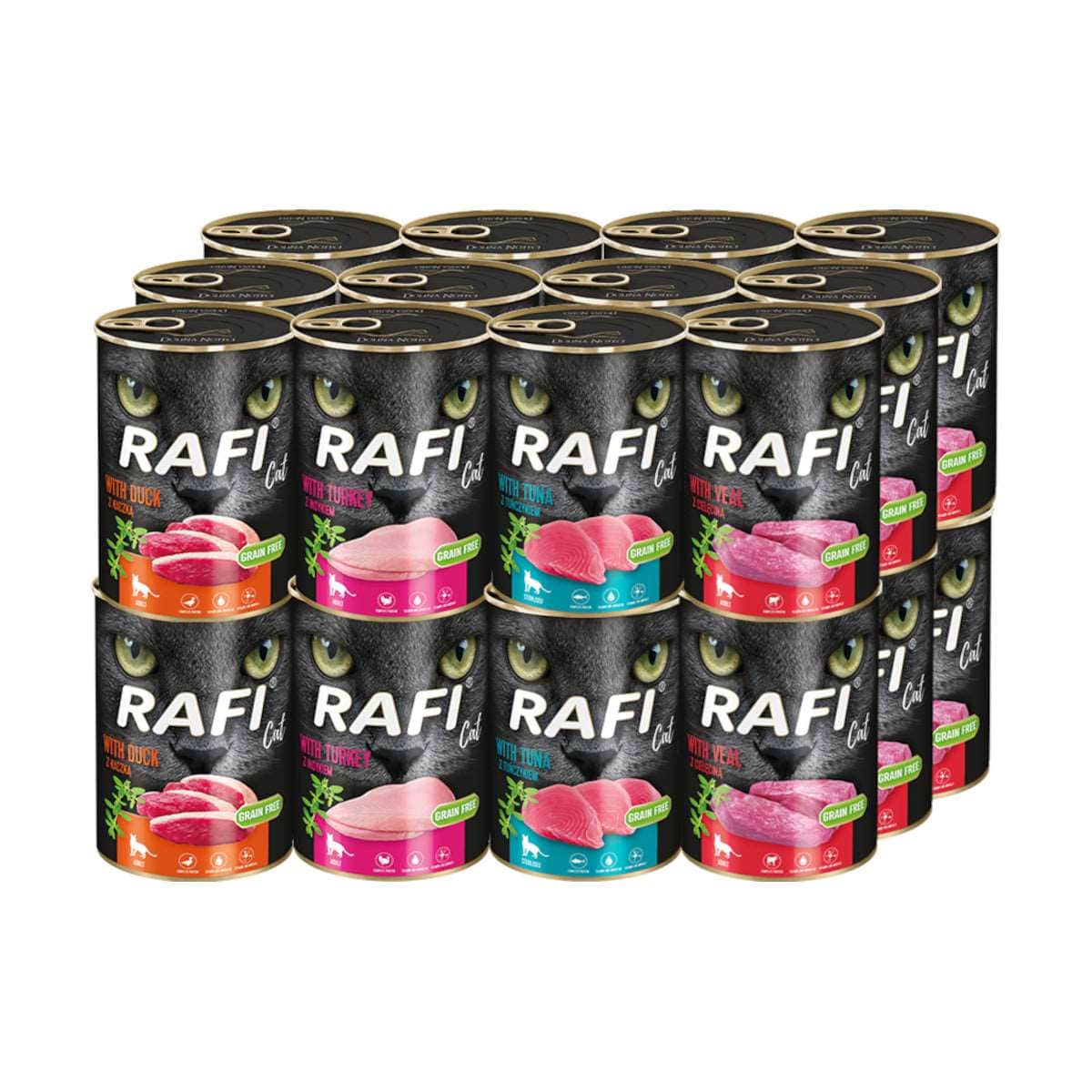 Produkt RAFI Mokra karma dla kota 24x Karma mokra dla kota RAFI MIX smaków 400 g Z00077
