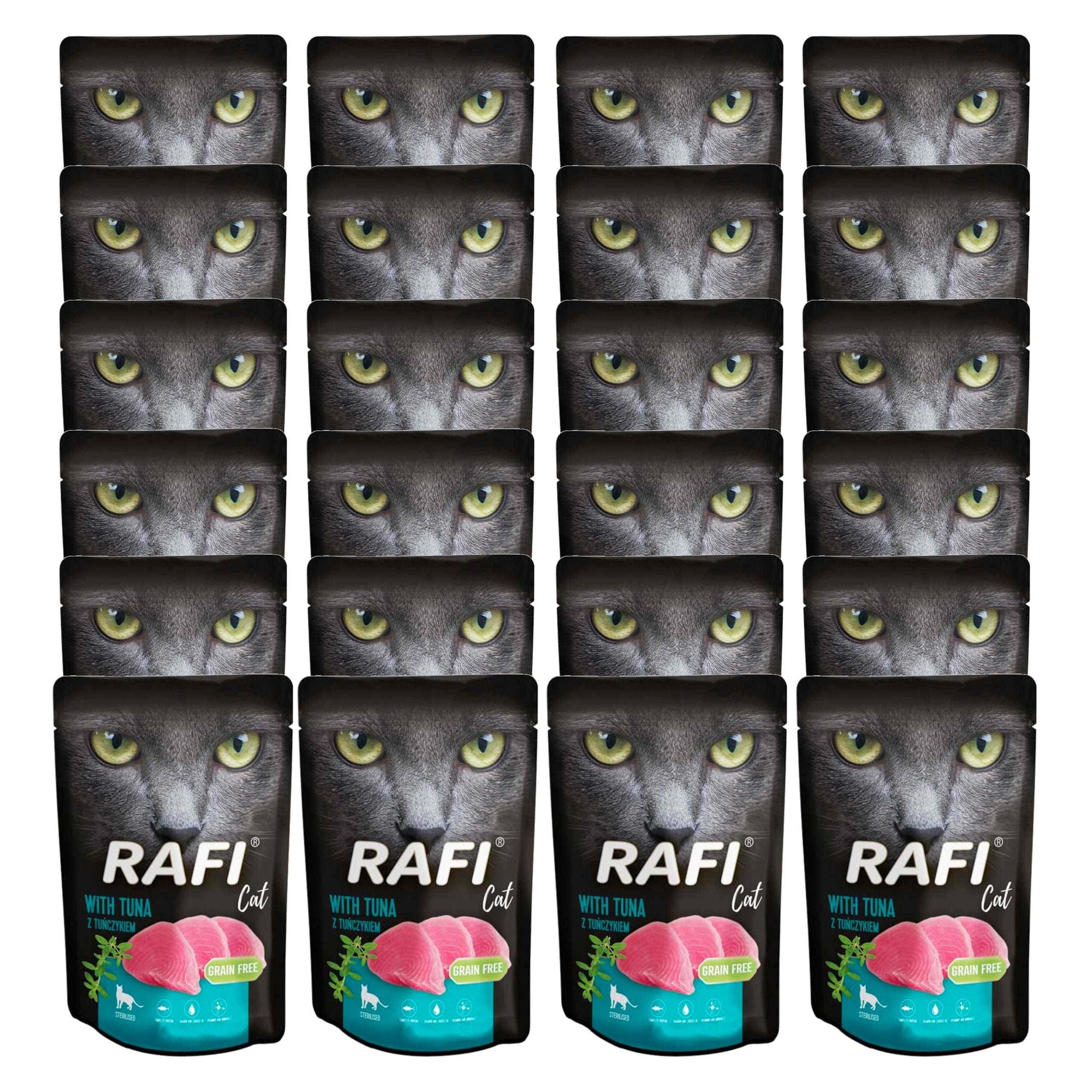 Produkt RAFI Mokra karma dla kota 24x Karma mokra dla kota RAFI Sterilised z tuńczykiem 100 g K_S00441_24