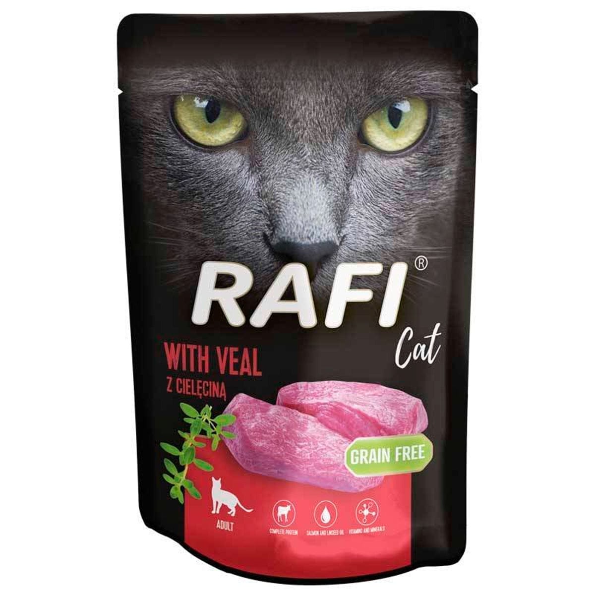 Produkt RAFI Mokra karma dla kota 24x Karma mokra dla kota RAFI z cielęciną 100 g K_S00442_24