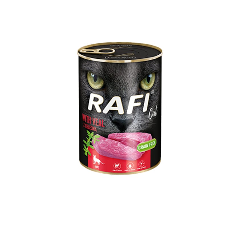 Produkt RAFI Mokra karma dla kota 24x Karma mokra dla kota RAFI z cielęciną 400 g K_S00435_24