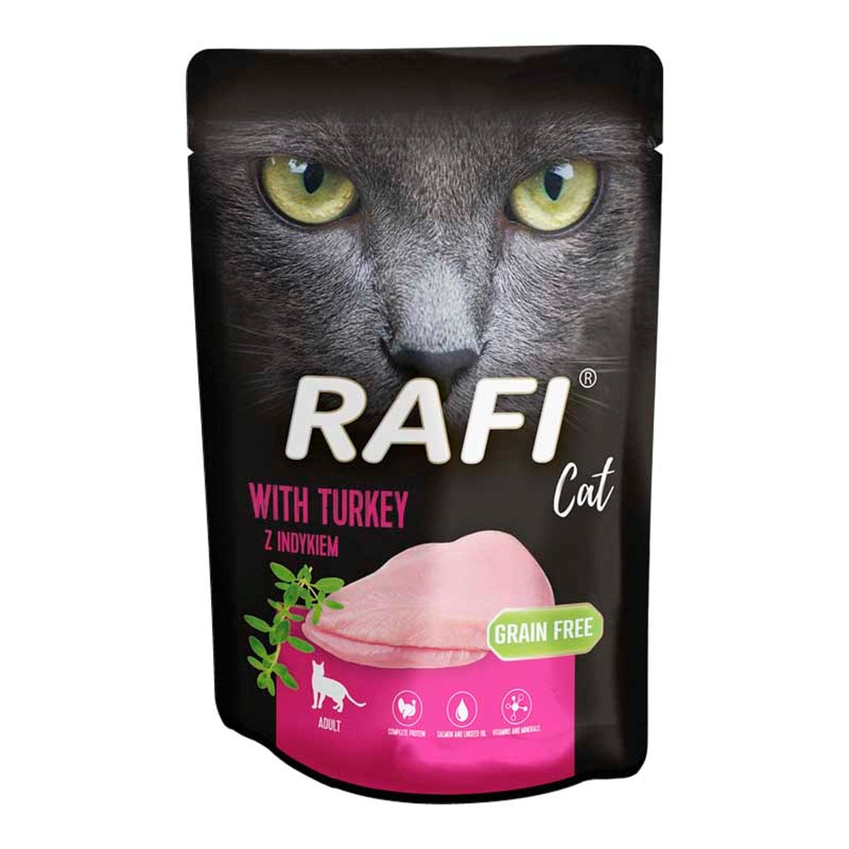 Produkt RAFI Mokra karma dla kota 24x Karma mokra dla kota RAFI z indykiem 100 g K_S00443_24