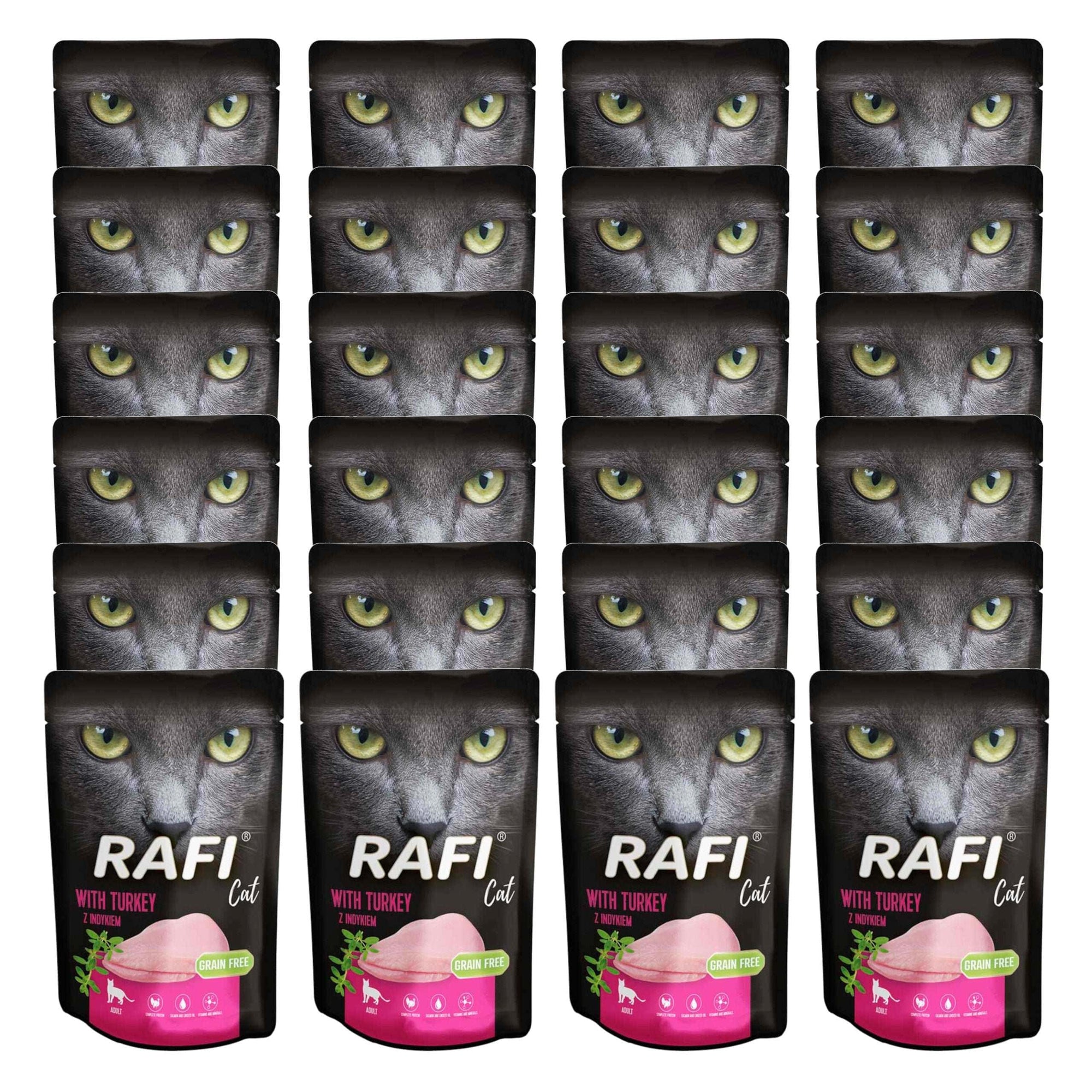 Produkt RAFI Mokra karma dla kota 24x Karma mokra dla kota RAFI z indykiem 100 g K_S00443_24