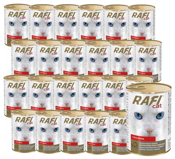 Produkt RAFI Mokra karma dla kota 24x Karma mokra dla kota RAFI z wołowiną 415 g K_S00433_24