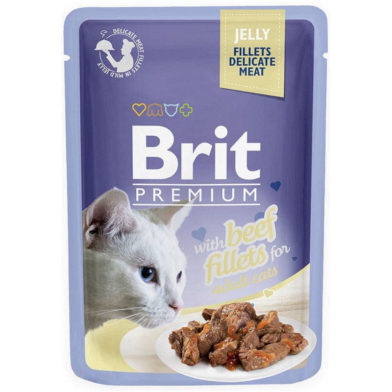 Produkt BRIT Mokra karma dla kota BRIT Premium Cat Pouch Jelly Fillets Beef - mokra karma dla kota - 85g 045410