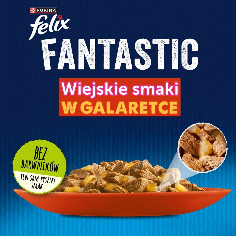 Produkt FELIX Mokra karma dla kota FELIX Karma mokra dla kota Fantastic Wiejskie smaki w galaretce 44x85g 002600