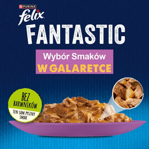 Produkt FELIX Mokra karma dla kota FELIX Karma mokra dla kota Fantastic Wybór smaków w galaretce 44x85g 002599