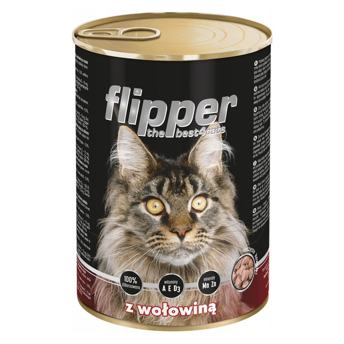 Produkt FLIPPER Mokra karma dla kota Karma mokra dla kota FLIPPER z wołowiną Dolina Noteci 415 g S00865