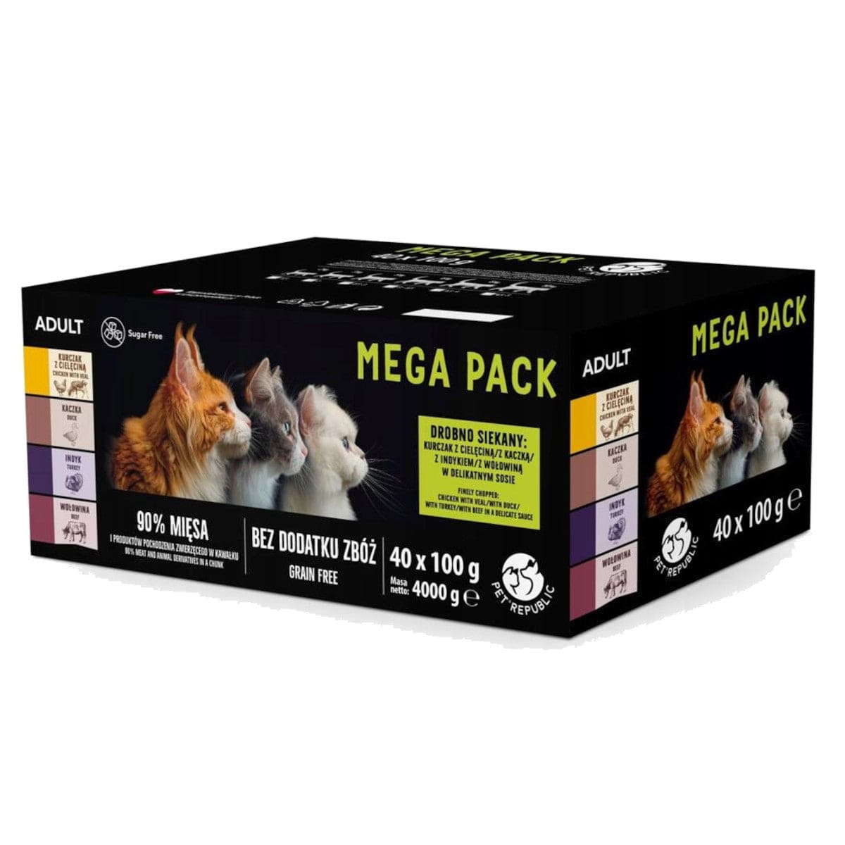 Produkt PET REPUBLIC Mokra karma dla kota Karma mokra dla kota PET REPUBLIC Mix smaków Mega pack saszetki 40x 100g S01855