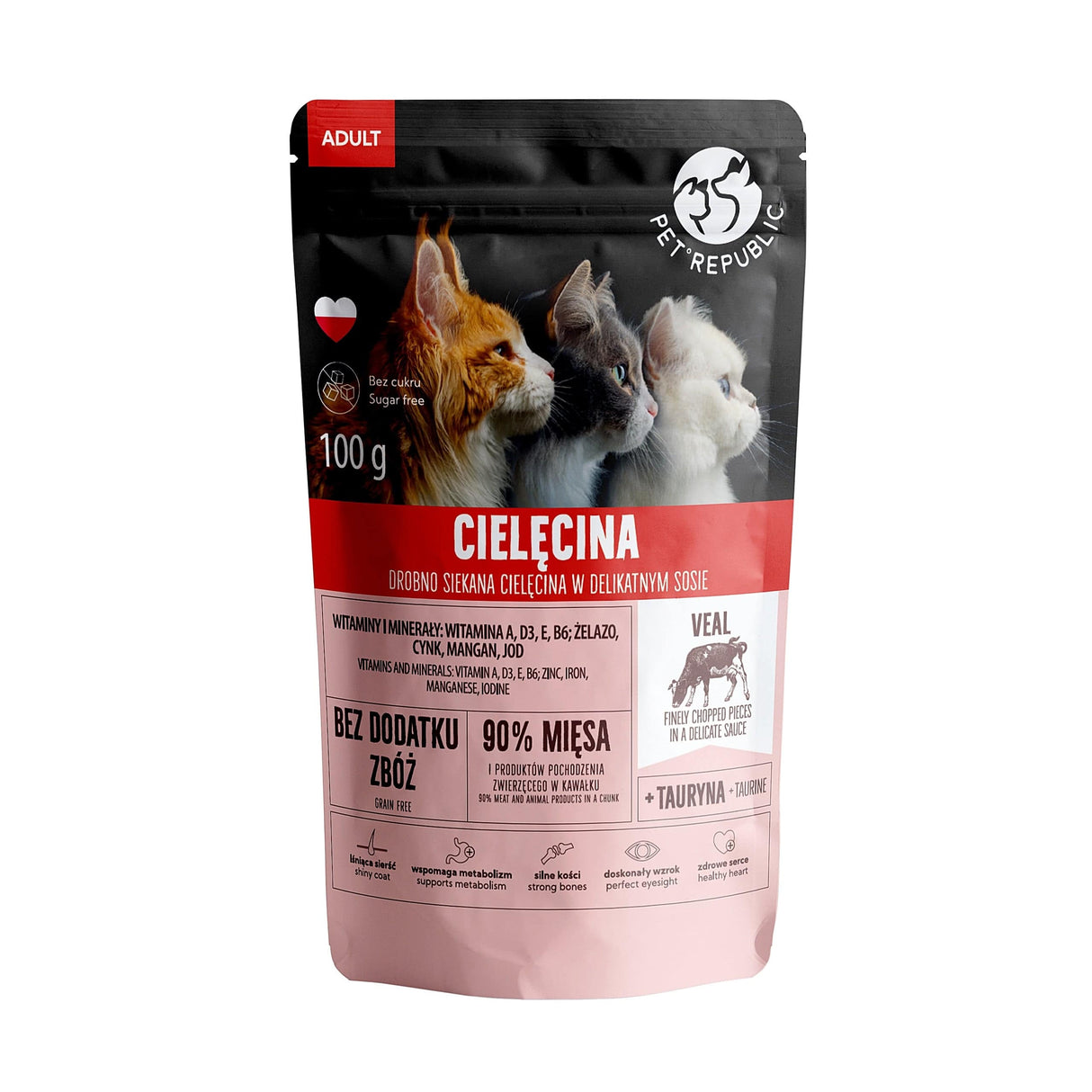 Produkt PET REPUBLIC Mokra karma dla kota Karma mokra dla kota PET REPUBLIC z cielęciną 100 g S00756