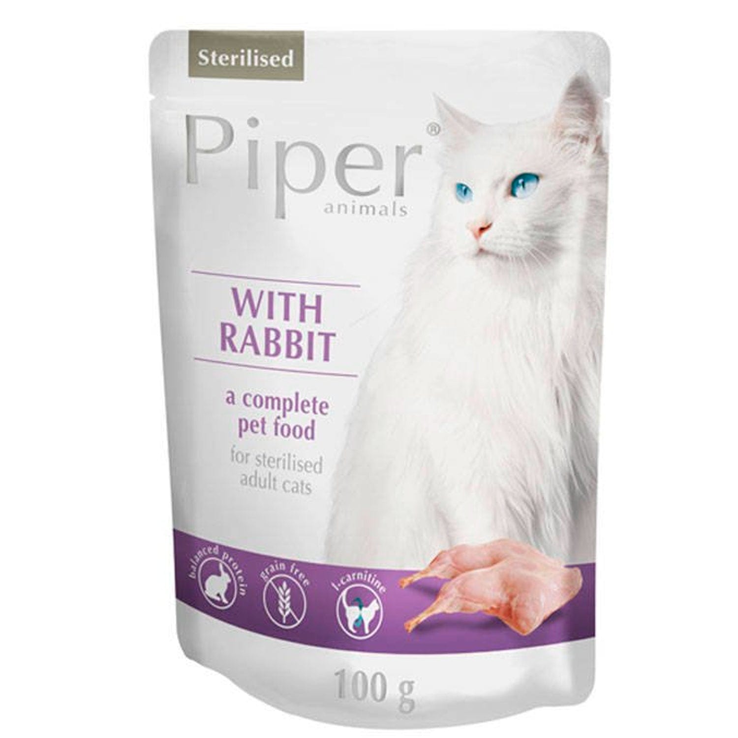 Produkt DOLINA NOTECI Mokra karma dla kota Karma mokra dla kota PIPER  Sterilised z królikiem 100g 039010