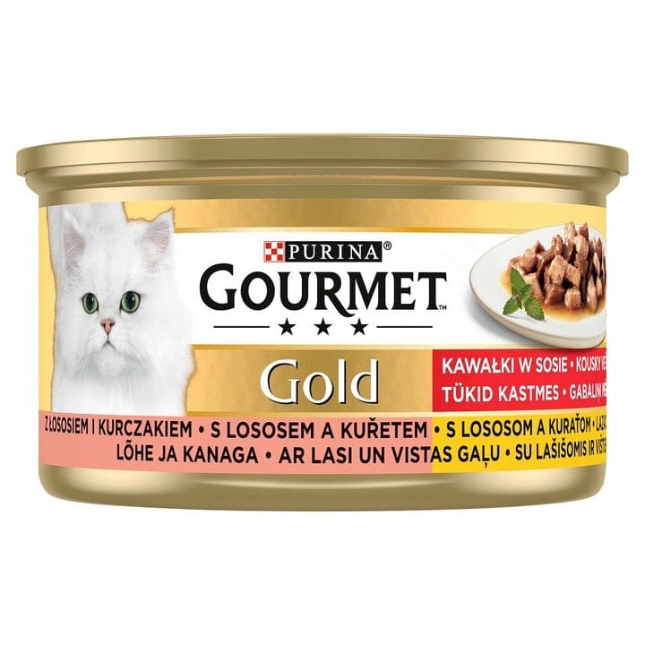 Produkt PURINA Mokra karma dla kota Karma mokra dla kota PURINA Gourmet Gold Łosoś i Kurczak w sosie 85 g S01943