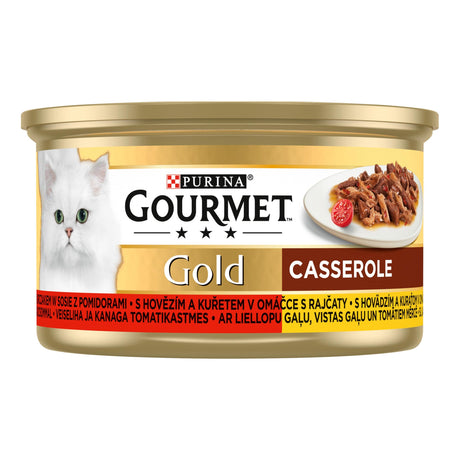 Produkt PURINA Mokra karma dla kota Karma mokra dla kota PURINA Gourmet Gold Wołowina z kurczakiem w sosie 85g S01804