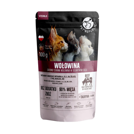 Produkt PET REPUBLIC Mokra karma dla kota Karma mokra dla kota sterylizowanego PET REPUBLIC z wołowiną 100 g S00754